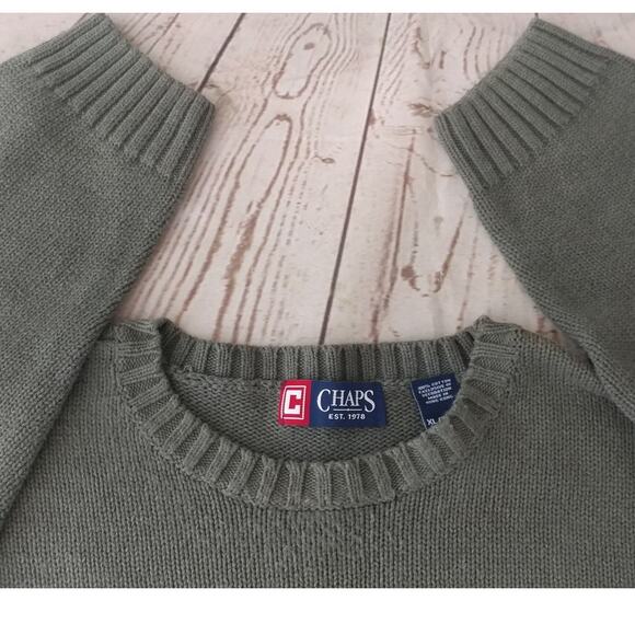 Chaps Crew Neck Sweater Size XL Olive Green (CL) - Picture 6 of 6
